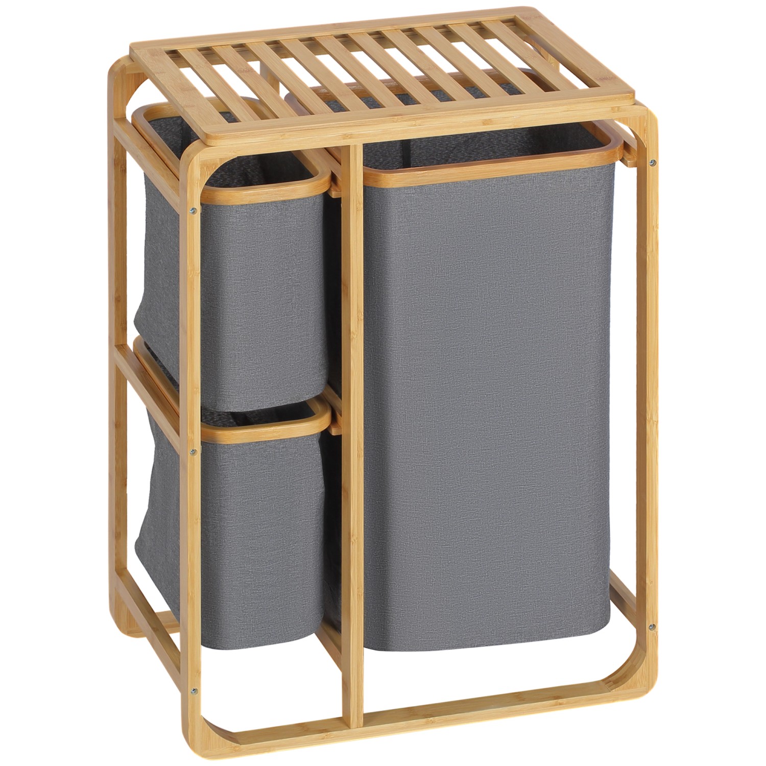 HOMCOM Wäschekorb mit 3 Abnehmbaren Wäschesäcke Bambus Grau Natur 50 x 32 x 69,7cm HOMCOM Wäschekorb mit 3 Abnehmbaren Wäschesäcke Bambus Grau Natur 50 x 32 x 69,7cm von HOMCOM