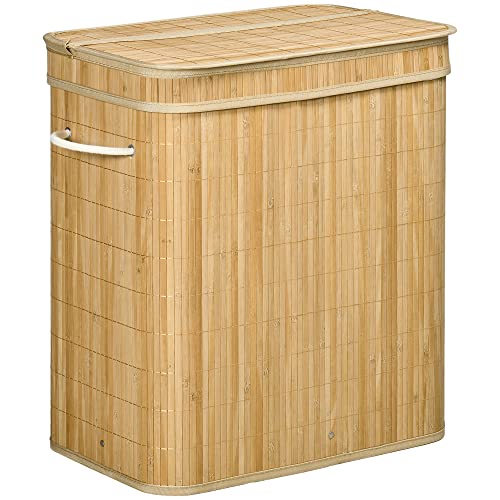 HOMCOM Wäschekorb mit Deckel 90 L Wäschesammler mit Griffen, 2 herausnehmbarer Wäschesack, faltbar, Wäschebox Wäschetonne für Waschküche Schlafzimmer Badezimmer Natur HOMCOM Wäschekorb mit Deckel 90 L Wäschesammler mit Griffen, 2 herausnehmbarer Wäschesack, faltbar, Wäschebox Wäschetonne für Waschküche Schlafzimmer Badezimmer Natur von HOMCOM