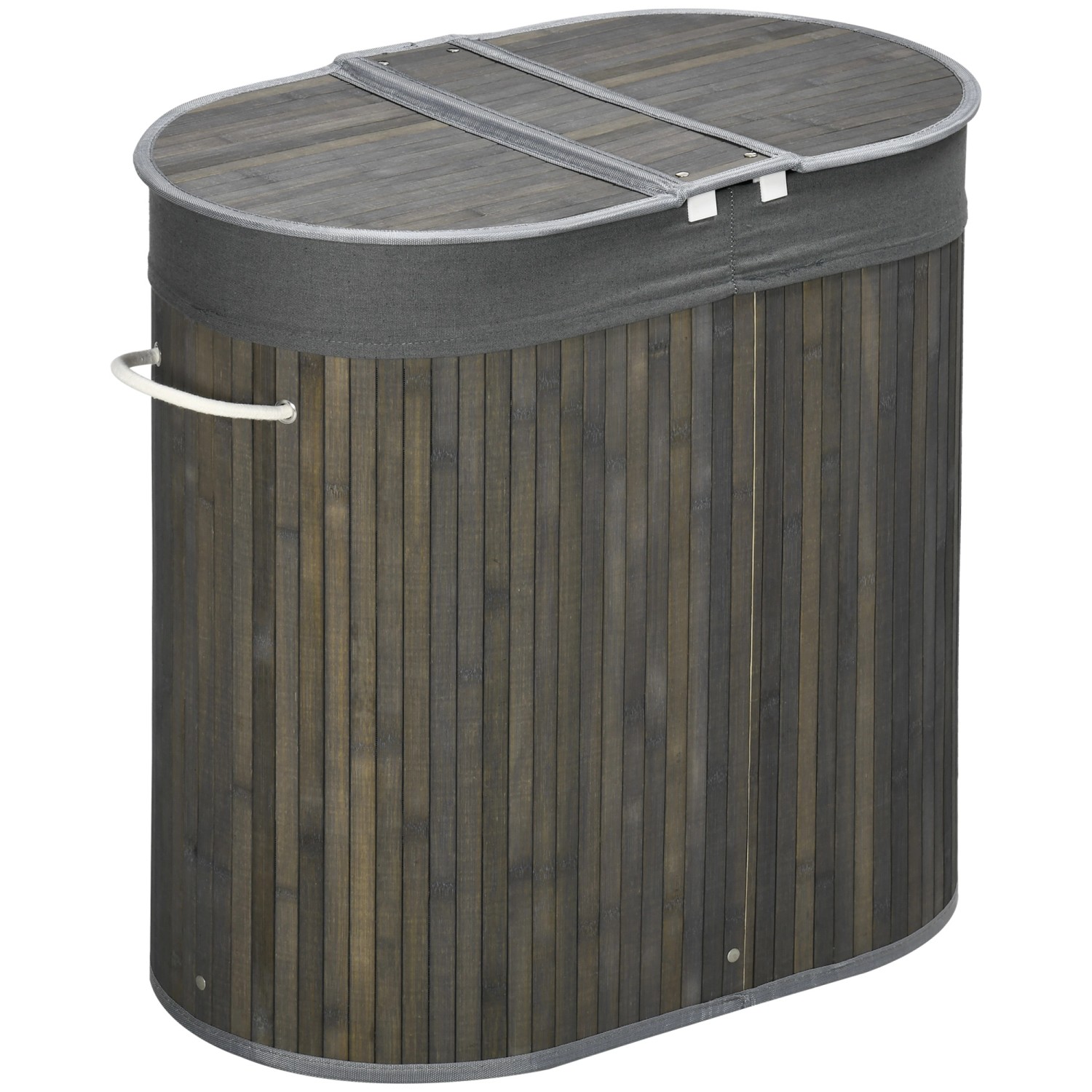 HOMCOM Wäschekorb mit Deckel Bambus Grau 62,5L x 37B x 60,5H cm HOMCOM Wäschekorb mit Deckel Bambus Grau 62,5L x 37B x 60,5H cm von HOMCOM