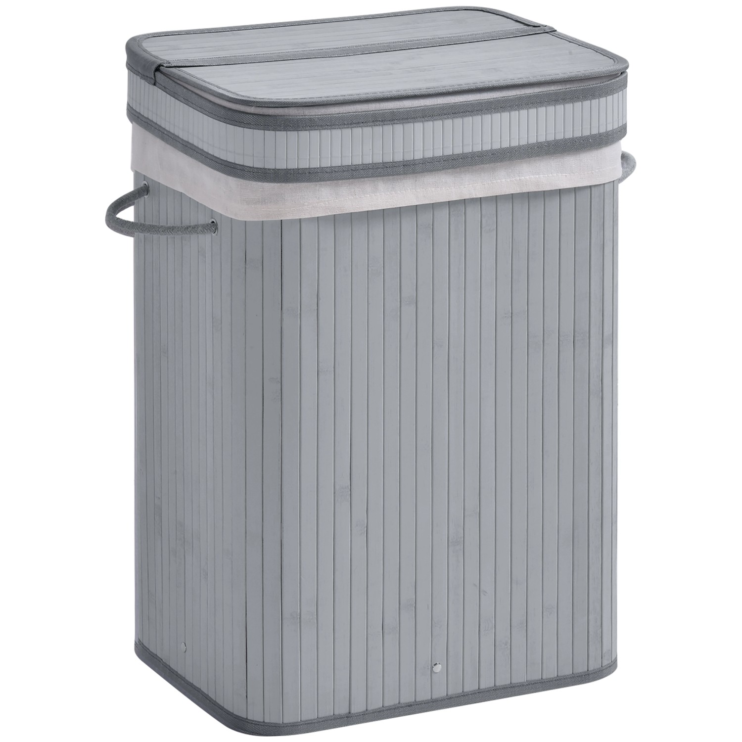 HOMCOM Wäschekorb mit Deckel Bambus Polyester Grau 40L x 30B x 60H cm HOMCOM Wäschekorb mit Deckel Bambus Polyester Grau 40L x 30B x 60H cm von HOMCOM