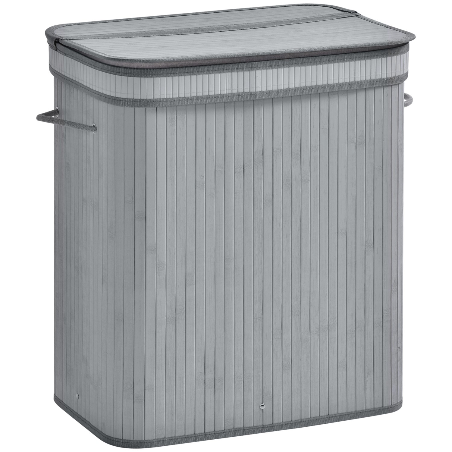 HOMCOM Wäschekorb mit Deckel Bambus Polyester Grau 52L x 32B x 63H cm HOMCOM Wäschekorb mit Deckel Bambus Polyester Grau 52L x 32B x 63H cm von HOMCOM