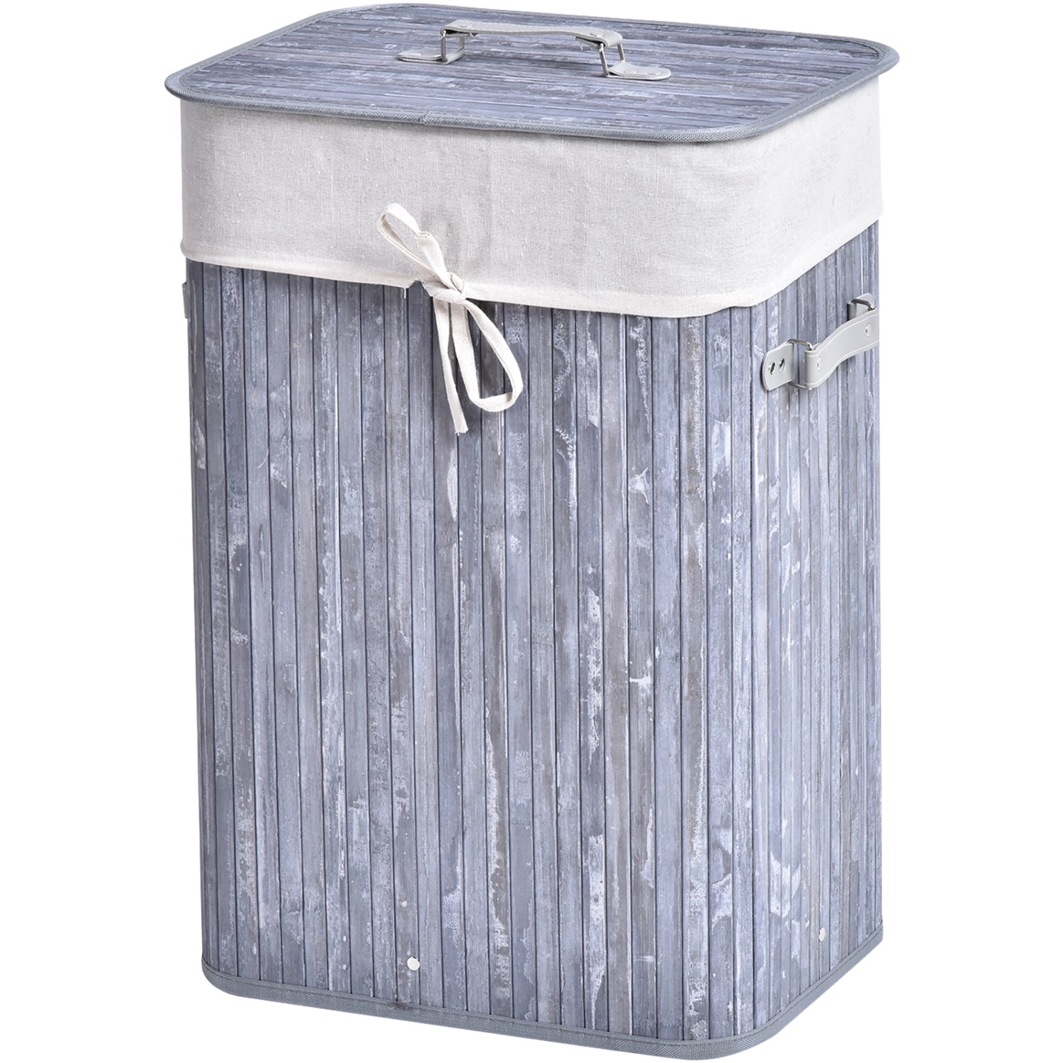 HOMCOM Wäschekorb mit Deckel Segeltuchsack Bambus 72L Grau 40 x 30 x 60 cm HOMCOM Wäschekorb mit Deckel Segeltuchsack Bambus 72L Grau 40 x 30 x 60 cm von HOMCOM
