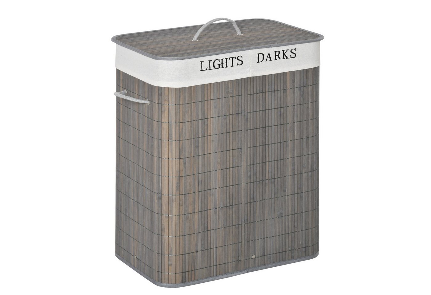 HOMCOM Wäschekorb mit Griffen, 2 herausnehmbarer Wäschesack (100L Wäschesammler, 1 St., Laundry Baskets), Wäschebox für Waschküche, Schlafzimmer, Badezimmer Grau von HOMCOM