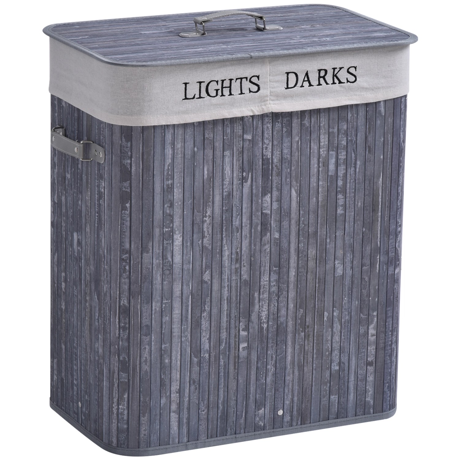 HOMCOM Wäschekorb mit Waschbarem Deckel Griffen Bambus Grau 100L 52 x 32 x 63 cm HOMCOM Wäschekorb mit Waschbarem Deckel Griffen Bambus Grau 100L 52 x 32 x 63 cm von HOMCOM