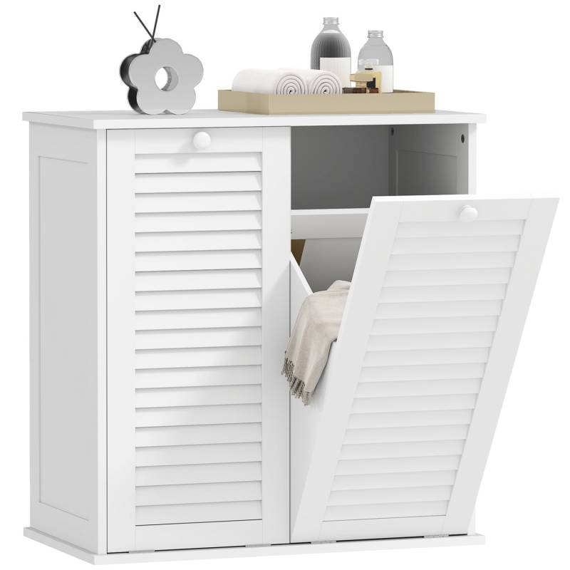 HOMCOM Wäscheschrank mit 2 Wäschekörben MDF Weiß 70L x 38B x 73H cm von HOMCOM