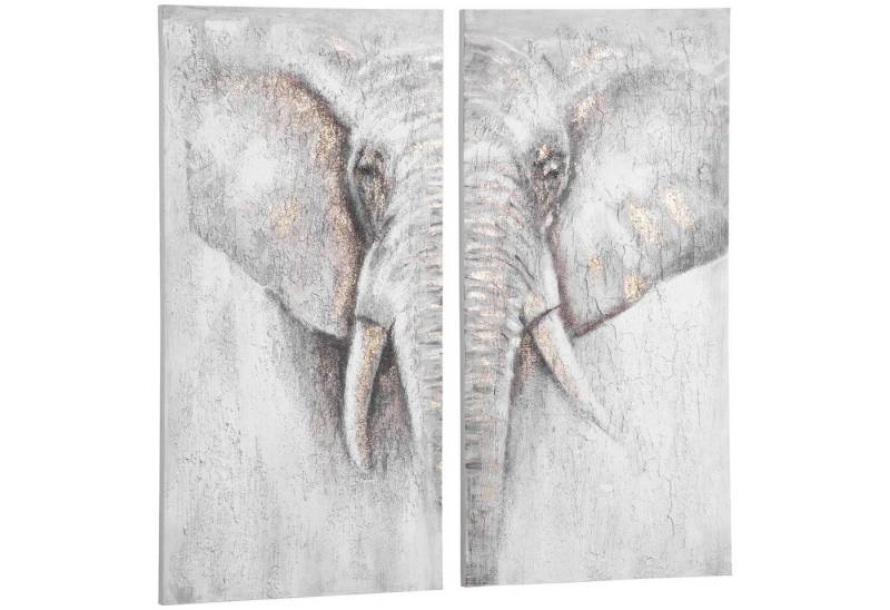 HOMCOM Wandbild Wandkunst, Wandbilder Gemälde 2er-Set Canvas Wand Art 'Elefant' Wohnzimmer-Kunst von HOMCOM