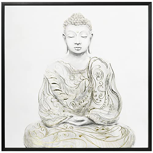 HOMCOM Wandbilder, Leinwand, Canvas Wand Art Texturiert Buddha Sitzen in Meditation, Wanddekoration für Wohnzimmer, Schlafzimmer, 83 x 83 cm von HOMCOM