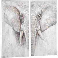 HOMCOM Wandbilder  2er-Set 'Elefant' handgemalte Leinwand, Familienzimmer Dekor, 120×120×2,8 cm  Aosom.de von HOMCOM