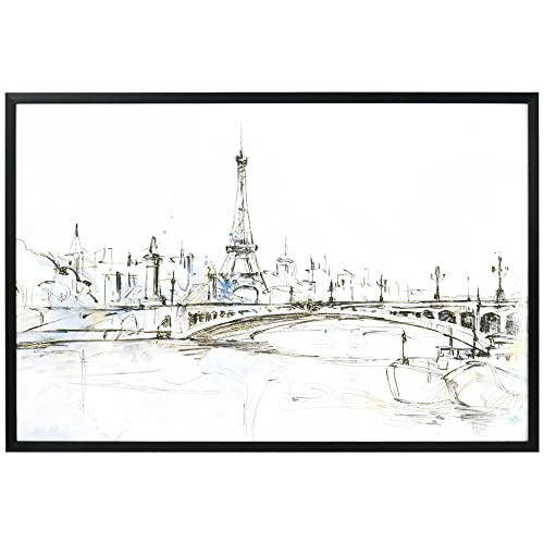 HOMCOM Wandbilder Wandposter Texturiert Eiffelturm Paris Straße, Leinwandbild für Wohnzimmer, Schlafzimmer, 63 x 93 cm von HOMCOM