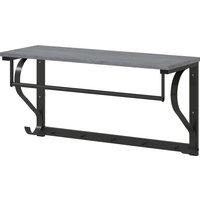HOMCOM Wandgarderobe mit Ablage Wandregal mit 5 Haken und Stange 70 cm Wandmontierter Garderobenleiste für Flur, Wohnzimmer, Schlafzimmer, Badezimmer Grau   Aosom von HOMCOM