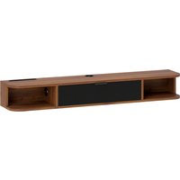 HOMCOM Wandhängendes TV-Möbel, TV-Möbel für bis zu 127 cm mit Klappschublade, 2 offene Ablagen und Kabeldurchführung, TV-Unterschrank für Wohnzimmer, Schlafzimmer und Salon, 120x24x16 cm, Nussbaum   Aosom von HOMCOM