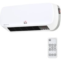 HOMCOM Wandheizlüfter 2000 W - Keramik-PTC-Heizung - 3 Leistungsstufen - Fernbedienung inklusive Weiß Schwarz   Aosom von HOMCOM
