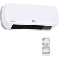 HOMCOM Heizlüfter zur Wandmontage 2000W Keramik-Wandheizung mit Fernbedienung 2 Heizmodus LED-Display, Wandheizgerät mit 12h Timer, Schnellheizer für Wohnzimmer, Schlafzimmer, Badezimmer Büro   Aosom von HOMCOM
