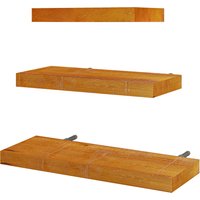 HOMCOM Wandregal 3er-Set Schweberegal  Wandboard aus Massivholz, Regalbrett, Braun, für Küche, Wohnzimmer & Badezimmer  Aosom.de von HOMCOM