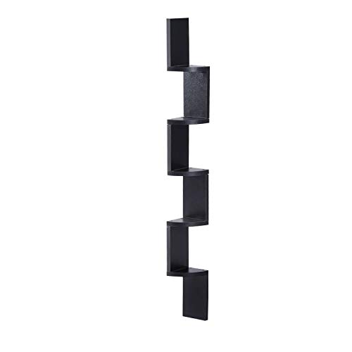 HOMCOM Wandregal Hängeregal Eckregal Zickzackregal Bücherregal Regal Schwarz 12 x 12 x 120 cm HOMCOM Wandregal Hängeregal Eckregal Zickzackregal Bücherregal Regal Schwarz 12 x 12 x 120 cm von HOMCOM