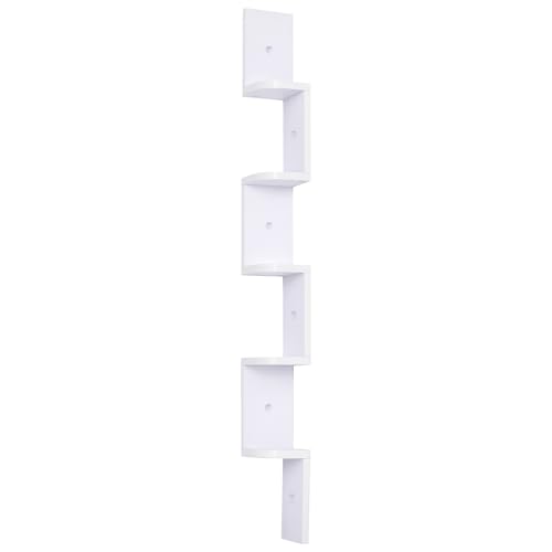 HOMCOM Wandregal Hängeregal Eckregal Zickzackregal Bücherregal Regal Weiß 12 x 12 x 120 cm von HOMCOM