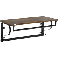 HOMCOM Wandregal Hängeregal mit 5 Haken Garderobenregal für Wohnzimmer Badezimmer Industrial Stil Stahl+Holz Braun+Schwarz 66 x 30 x 27 cm von HOMCOM