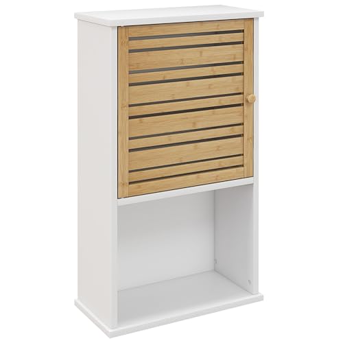 HOMCOM Wandschrank für Badezimmer mit Lamellentür aus Bambus, Aufbewahrungsmöbel, verstellbares Regal, 40 x 20 x 70 cm, Weiß HOMCOM Wandschrank für Badezimmer mit Lamellentür aus Bambus, Aufbewahrungsmöbel, verstellbares Regal, 40 x 20 x 70 cm, Weiß von HOMCOM