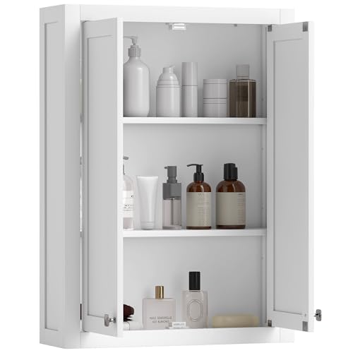 HOMCOM Wandschrank für das Bad mit 2 Einlegeböden, verstellbar auf 3 Ebenen, MDF-Schrank, 61x20x84 cm, weiß HOMCOM Wandschrank für das Bad mit 2 Einlegeböden, verstellbar auf 3 Ebenen, MDF-Schrank, 61x20x84 cm, weiß von HOMCOM