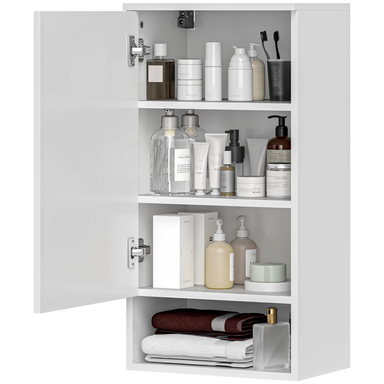 HOMCOM Wandschrank mit Türen Spanplatte MDF Weiß 40L x 27B x 77H cm von HOMCOM