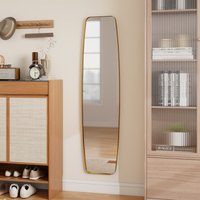 HOMCOM Wandspiegel 160 x 40 cm Fenster Spiegel mit Metallrahmen Dekorativer Hängespiegel Flurspiegel für Schlafzimmer Wohnzimmmer, Gold   Aosom von HOMCOM