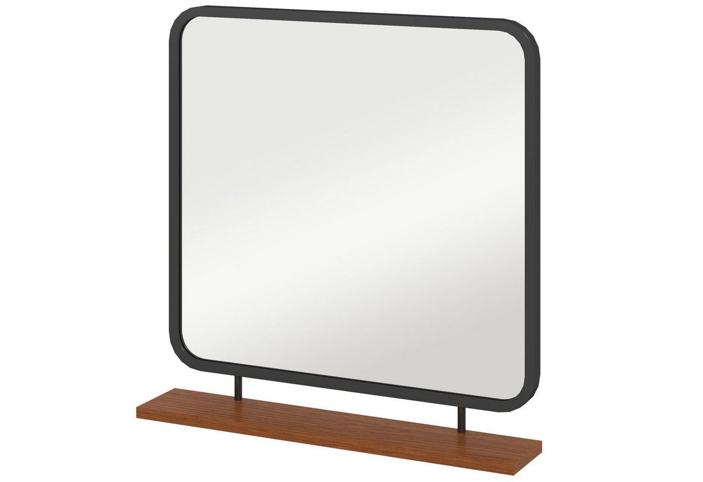 HOMCOM Wandspiegel 54,5 x 50,5 cm mit Ablage aus Holz (Flurpiegel, 1-St., Dekospiegel), für Schlafzimmer, Badezimmer, Schwarz von HOMCOM