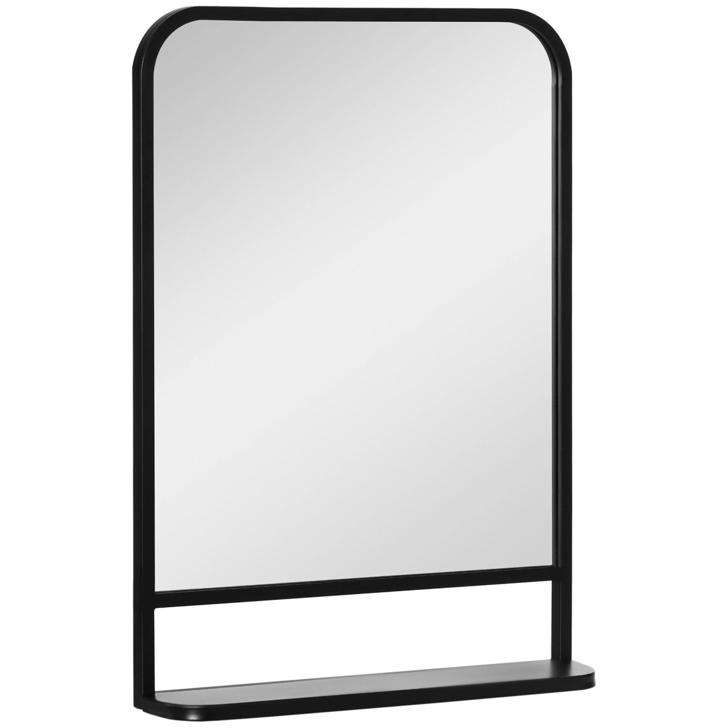HOMCOM Wandspiegel 70 x 50cm Rechteckige mit Ablage Metall Schwarz von HOMCOM