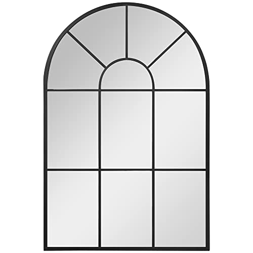 HOMCOM Wandspiegel 91 x 60 cm Fenster Spiegel mit Metallrahmen Dekorativer Hängespiegel Flurspiegel für Schlafzimmer Wohnzimmmer Schwarz HOMCOM Wandspiegel 91 x 60 cm Fenster Spiegel mit Metallrahmen Dekorativer Hängespiegel Flurspiegel für Schlafzimmer Wohnzimmmer Schwarz von HOMCOM