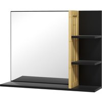 HOMCOM Wandspiegel für Badezimmer mit Regalen - 3 seitliche Regale + 1 unteres Regal - Bambusholz   Aosom von HOMCOM
