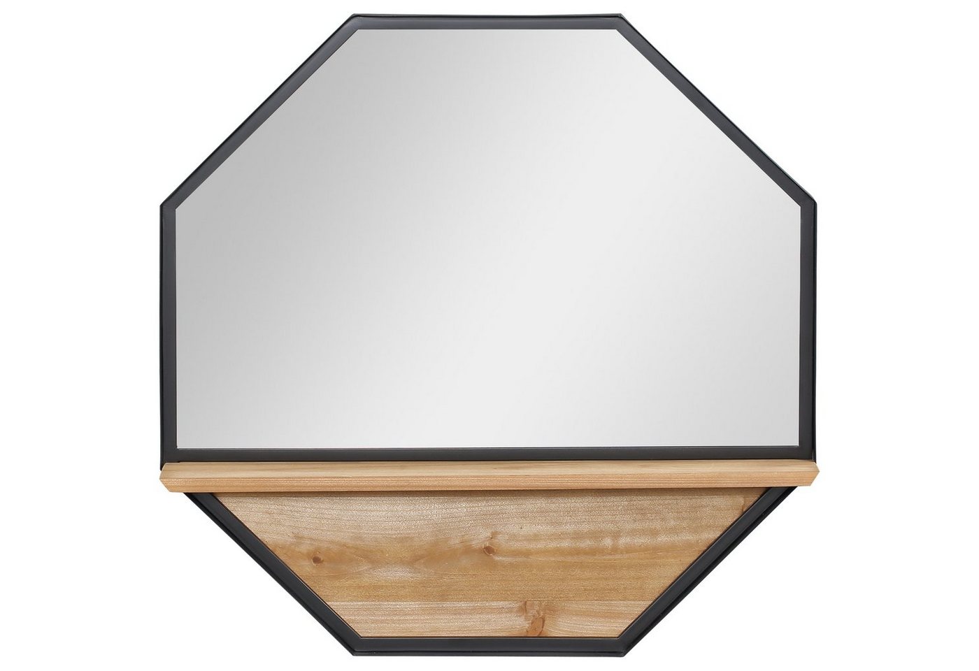 HOMCOM Wandspiegel im Industrie-Design, Tannenholz Metall Schwarz +Natur (Set, 1-St., 1 x Wandspiegel), Mit Ablage von HOMCOM