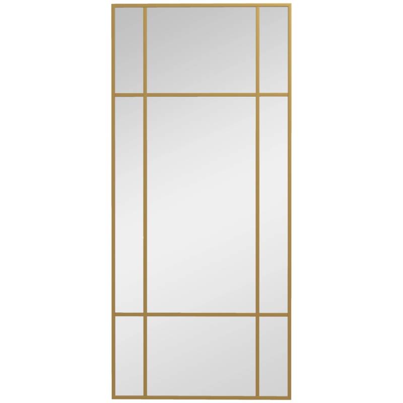 HOMCOM Wandspiegel mit Metallrahmen Glas Metall Gold 110L x 2B x 50H cm von HOMCOM