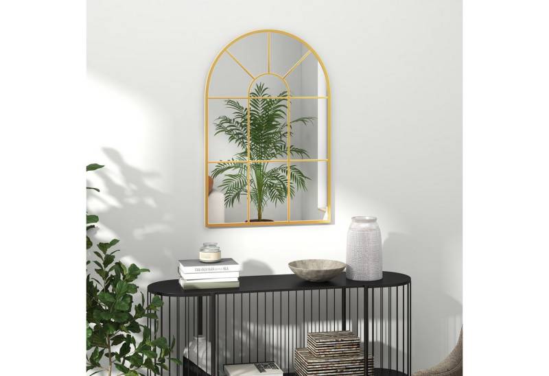 HOMCOM Wandspiegel mit Metallrahmen Hängespiegel Dekospiegel (Fensterspiegel, 1-St., Spiegel), Gold 91 cm x 60 cm x 2 cm von HOMCOM