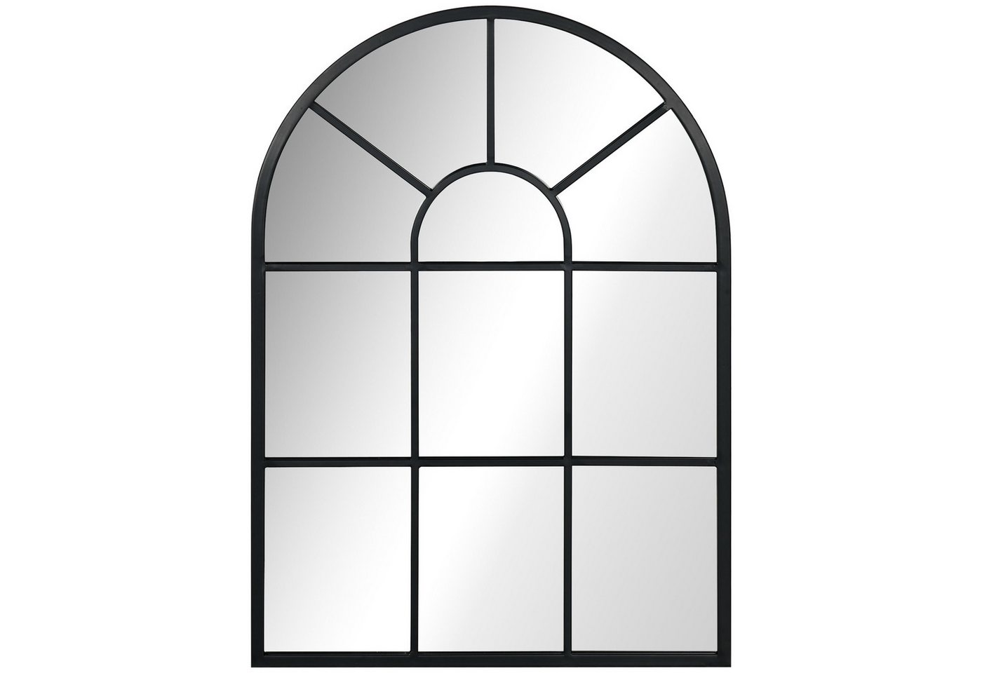 HOMCOM Wandspiegel mit Metallrahmen Hängespiegel Dekospiegel (Flurspiegel, 1-St., Fensterspiegel), für Wohnzimmer, Esszimmer, Schlafzimmer, Schwarz von HOMCOM