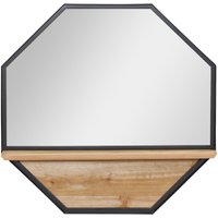 HOMCOM Wandspiegel mit Regal Industrie-Design Tannenholz Metall Schwarz +Natur - Schwarz von HOMCOM