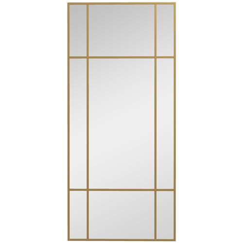 HOMCOM Wandspiegel 110 x 50 cm dekorativer Spiegel mit Metallrahmen, rechteckiger Spiegel für Schlafzimmer, Badezimmer Gold von HOMCOM