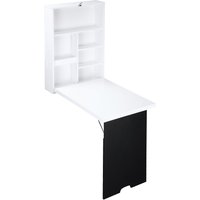 HOMCOM Wandtisch Klappschreibtisch mit 5 Fächern, Tafel in Weiß und Schwarz, 60x94,5x147cm, platzsparend für Home Office   Aosom.de von HOMCOM