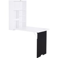 HOMCOM Wandtisch Wandklapptisch Klappschreibtisch mit Tafel Klappbarer Computertisch Esstisch MDF Schwarz+Weiß 60 x 94,5 x 147 cm   Aosom von HOMCOM