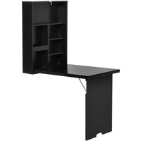 HOMCOM Wandtisch Wandklapptisch Klappschreibtisch mit Tafel Klappbarer Computertisch für Büro Schwarz 60 x 94,5 x 147 cm von HOMCOM