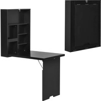 HOMCOM Wandtisch klappbar Wandklapptisch Klappschreibtisch mit Tafel Klappbarer Computertisch mit Stauraum Esstisch für Küche Wohnzimmer Schwarz   Aosom von HOMCOM
