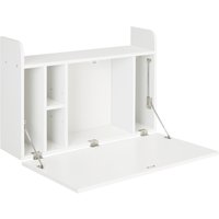 HOMCOM Wandtisch klappbar Wandklapptisch Schreibtisch mit Regalen großer Stauraum Computertisch Bürotisch Esstisch modernes Design Weiß 77x20x41 cm   Aosom von HOMCOM