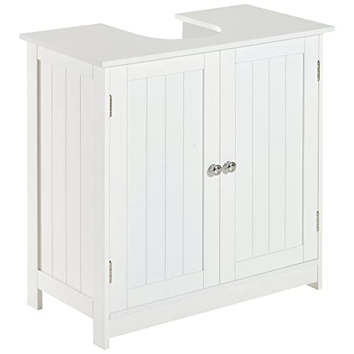 HOMCOM Waschbeckenunterschrank Badschrank mit Verstellbarer Ablage Unterschrank mit 2 Türen Badmöbel Waschbecken Badezimmerschrank Siphon-Ausschnitt Landhausstil Weiß L60 x T30 x H60 cm HOMCOM Waschbeckenunterschrank Badschrank mit Verstellbarer Ablage Unterschrank mit 2 Türen Badmöbel Waschbecken Badezimmerschrank Siphon-Ausschnitt Landhausstil Weiß L60 x T30 x H60 cm von HOMCOM