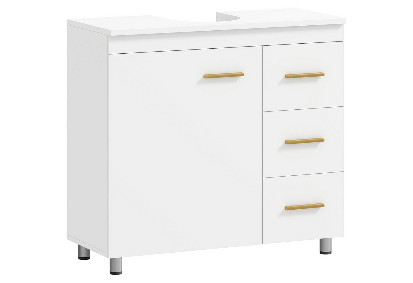 HOMCOM Waschbeckenunterschrank mit Tür (mit Schublade und Einzeltür, 1-St., für wandmontiertes Waschbecken) für Badezimmer, Weiß von HOMCOM