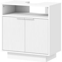 HOMCOM Waschtischunterschrank Badezimmerschrank mit 2 gerillten Türen und offenes Fach Unterschrank für Waschbecken mit oder ohne Sockel Modernes Design 60x33x63 cm Weiß Aosom HOMCOM Waschtischunterschrank Badezimmerschrank mit 2 gerillten Türen und offenes Fach Unterschrank für Waschbecken mit oder ohne Sockel Modernes Design 60x33x63 cm Weiß Aosom von HOMCOM