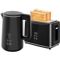HOMCOM Wasserkocher Toaster Set 1,5L Wasserkocher 2 Toastscheiben 2200W Frühstücksset mit 7 Bräunungsstufen, Auftau- & Aufwärmfunktion, automatischer Abschaltung und Krümelfach, Schwarz   Aosom von HOMCOM