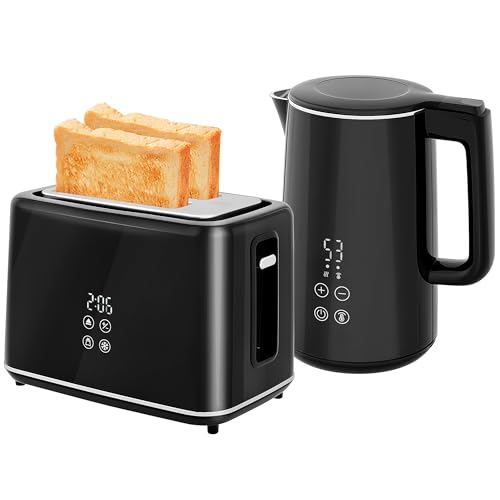 HOMCOM Wasserkocher Toaster Set 1,5L Wasserkocher 2 Toastscheiben 2200W Frühstücksset mit 7 Bräunungsstufen, Auftau- & Aufwärmfunktion, automatischer Abschaltung und LED-Anzeige, Schwarz HOMCOM Wasserkocher Toaster Set 1,5L Wasserkocher 2 Toastscheiben 2200W Frühstücksset mit 7 Bräunungsstufen, Auftau- & Aufwärmfunktion, automatischer Abschaltung und LED-Anzeige, Schwarz von HOMCOM