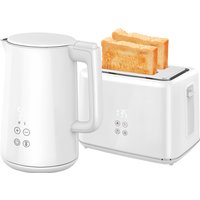 HOMCOM Wasserkocher Toaster Set 1,5L Wasserkocher 2 Toastscheiben 2200W Frühstücksset mit 7 Bräunungsstufen, Auftau- & Aufwärmfunktion, automatischer Abschaltung und LED-Anzeige, Weiß   Aosom von HOMCOM