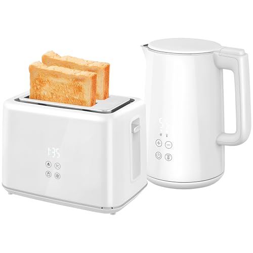 HOMCOM Wasserkocher Toaster Set 1,5L Wasserkocher 2 Toastscheiben 2200W Frühstücksset mit 7 Bräunungsstufen, Auftau- & Aufwärmfunktion, automatischer Abschaltung und LED-Anzeige, Weiß HOMCOM Wasserkocher Toaster Set 1,5L Wasserkocher 2 Toastscheiben 2200W Frühstücksset mit 7 Bräunungsstufen, Auftau- & Aufwärmfunktion, automatischer Abschaltung und LED-Anzeige, Weiß von HOMCOM
