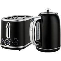 HOMCOM Wasserkocher Toaster Set 1,7L Edelstahl Wasserkocher 2 Scheiben Toaster mit 6 Bräunungsstufen, 2200W Frühstücksset mit Auftauen, Aufwärmen, Memory-Funktion, LED Display, Warmhaltefunktion   Aosom von HOMCOM