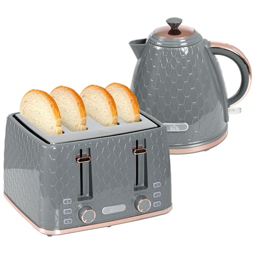 HOMCOM Wasserkocher Toaster Set 1,7L Wasserkocher 4 Toastscheiben Frühstücksset mit 7 Bräunungsstufen, automatischer Abschaltung, Auftau- & Aufwärmfunktion und Krümelfach, Grau HOMCOM Wasserkocher Toaster Set 1,7L Wasserkocher 4 Toastscheiben Frühstücksset mit 7 Bräunungsstufen, automatischer Abschaltung, Auftau- & Aufwärmfunktion und Krümelfach, Grau von HOMCOM