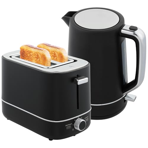 HOMCOM Wasserkocher Toaster Set 2200 W 1,7L Wasserkocher, 2 Scheiben Toaster, 6 Bräunungsstufen, Aufwärmen und Auftauen, Frühstück-Set mit Kalkfilter & Krümelfach Schwarz HOMCOM Wasserkocher Toaster Set 2200 W 1,7L Wasserkocher, 2 Scheiben Toaster, 6 Bräunungsstufen, Aufwärmen und Auftauen, Frühstück-Set mit Kalkfilter & Krümelfach Schwarz von HOMCOM